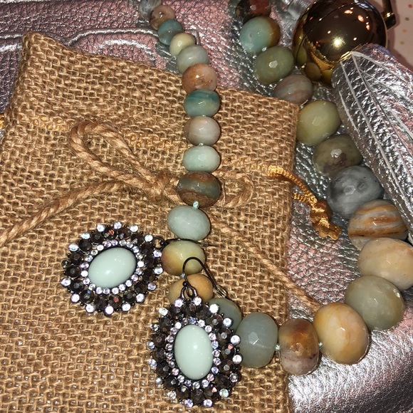 Sea Kissed Light Bluish Green & Crystal Earrings - Picture 8 of 8